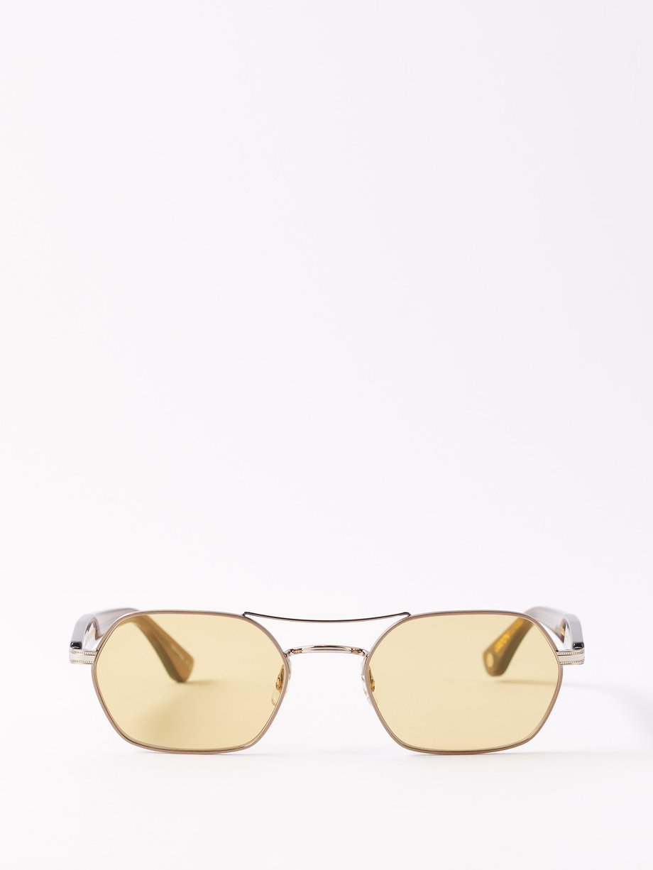 Yellow Goldie 50 aviator metal sunglasses | Garrett Leight ...