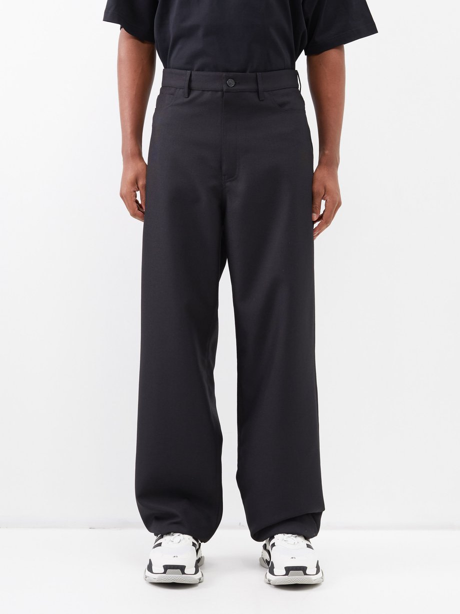 Balenciaga Black Wide-leg wool-blend trousers | 매치스패션, 모던 럭셔리 온라인 쇼핑