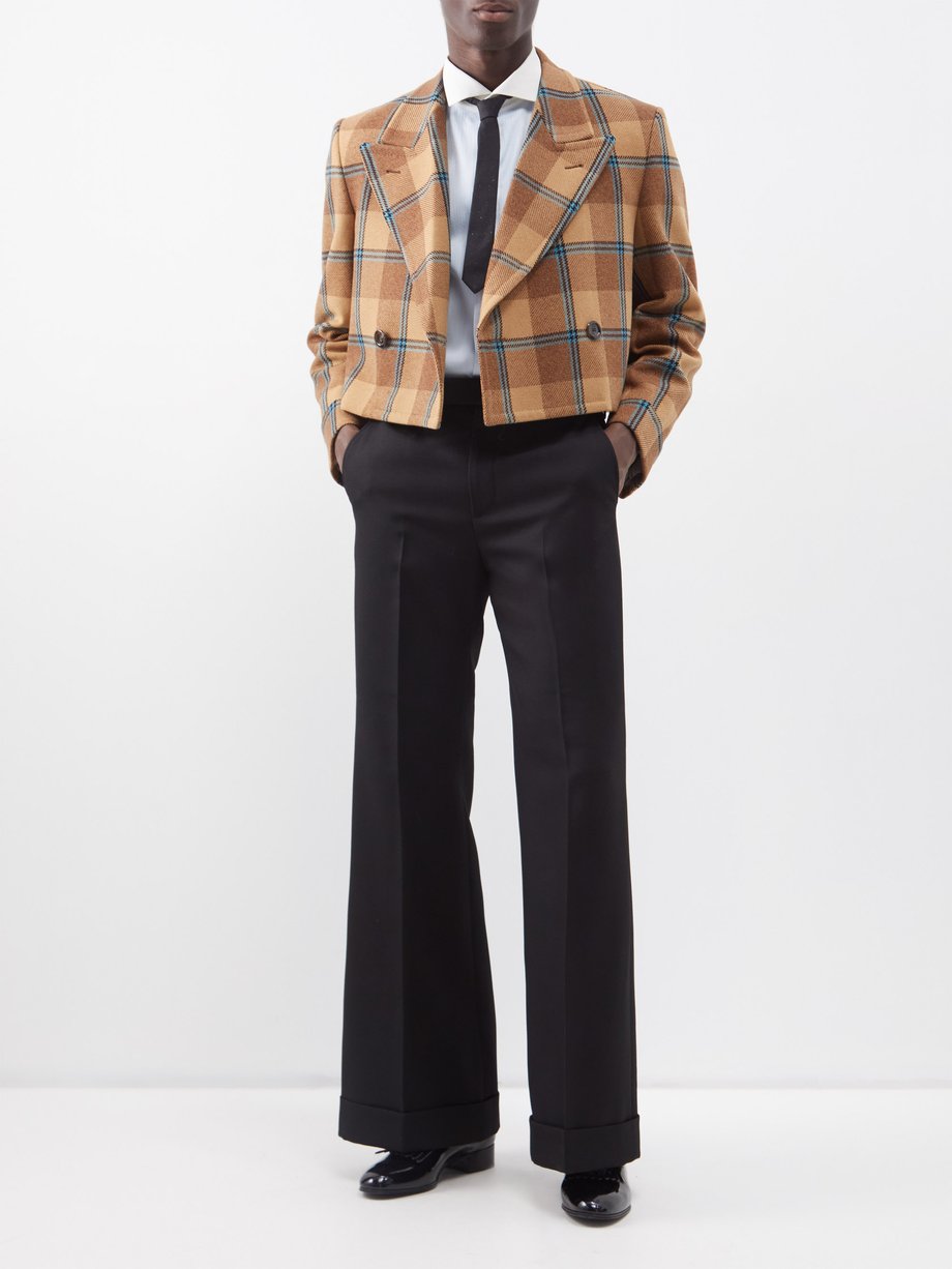 Gucci Black Turn-up cuff wool-gabardine wide-leg trousers | 매치스패션, 모던 ...