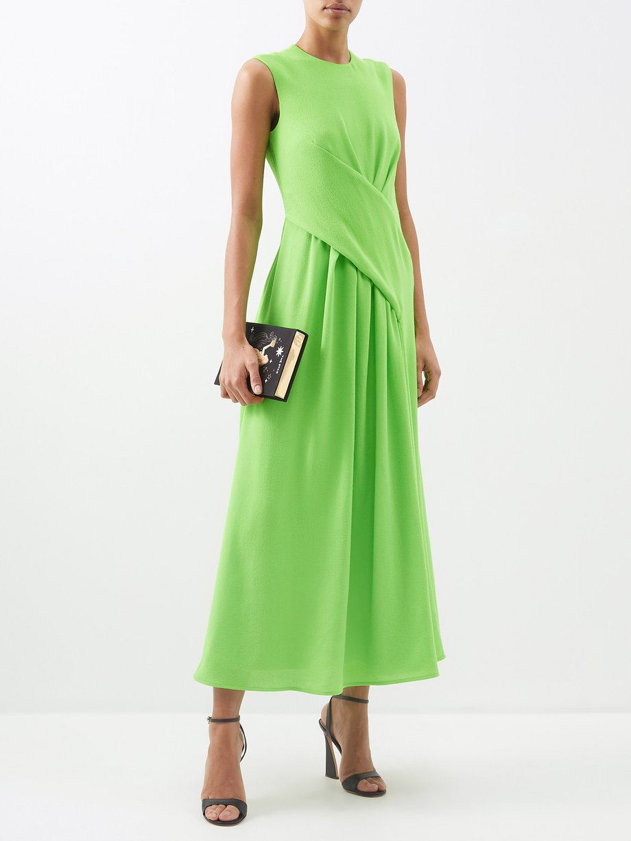 Susannah detachable-sleeve wool-crepe midi dress Green E.Stott ...