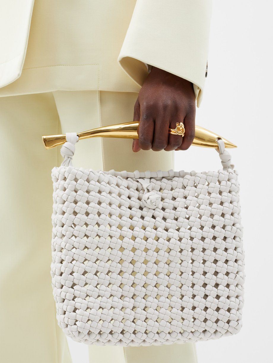 Sardine metal-handle crochet-leather bag White Bottega Veneta ...
