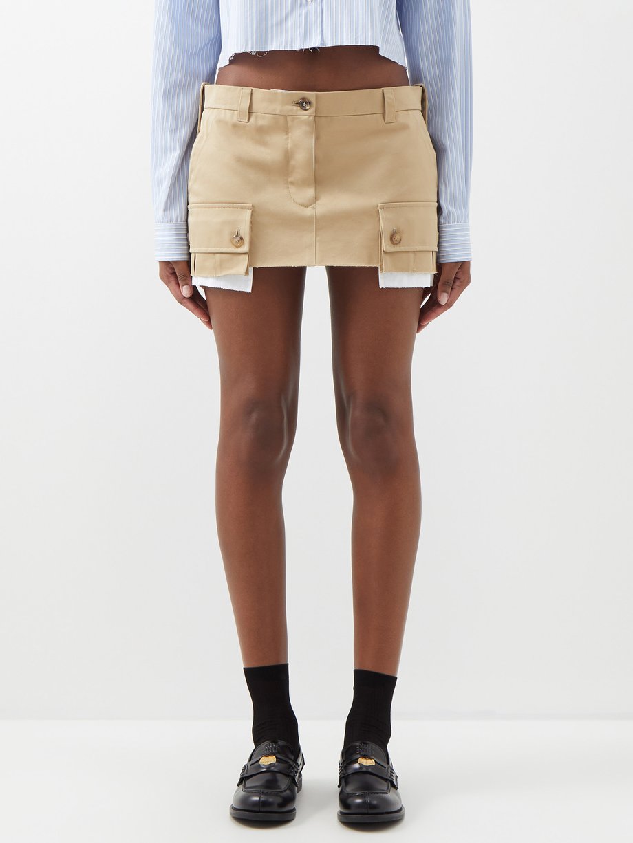 Miu Miu Beige Cargo deconstructed cotton-twill mini skirt | 매치스패션, 모던 ...