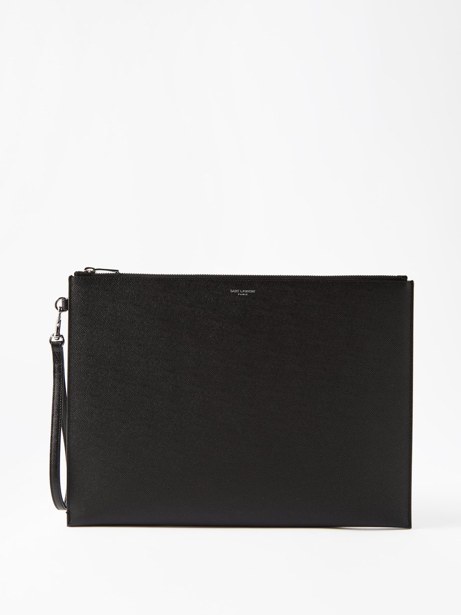 Black Logo-print leather pouch | Saint Laurent | MATCHESFASHION UK