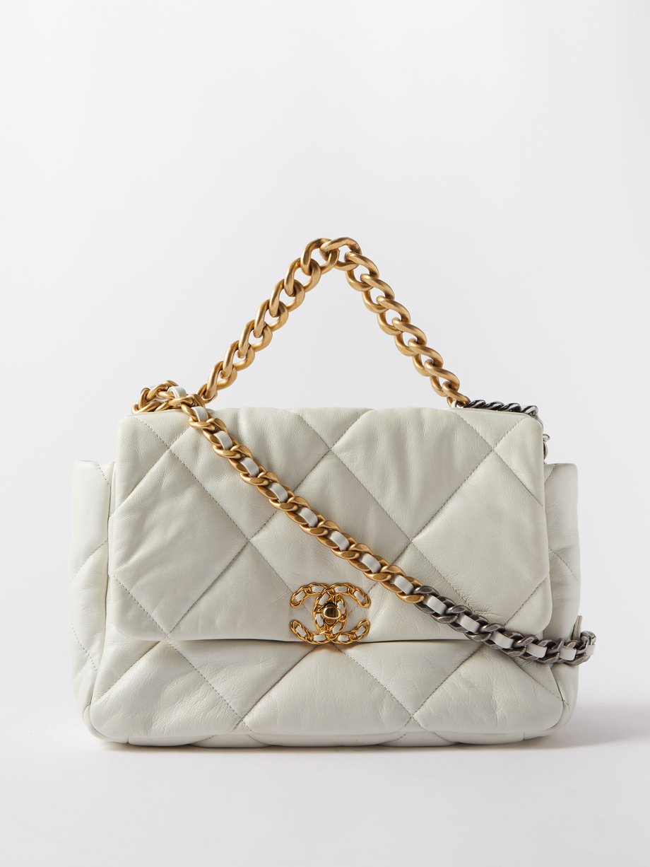 White Chanel 19 AW19 quilted-leather shoulder bag | Reluxe ...
