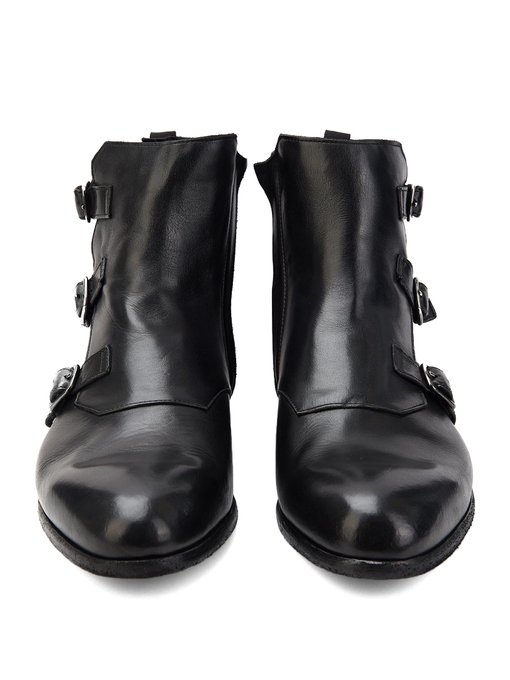 Buckled washed-leather boots | Alexander McQueen | MATCHESFASHION UK