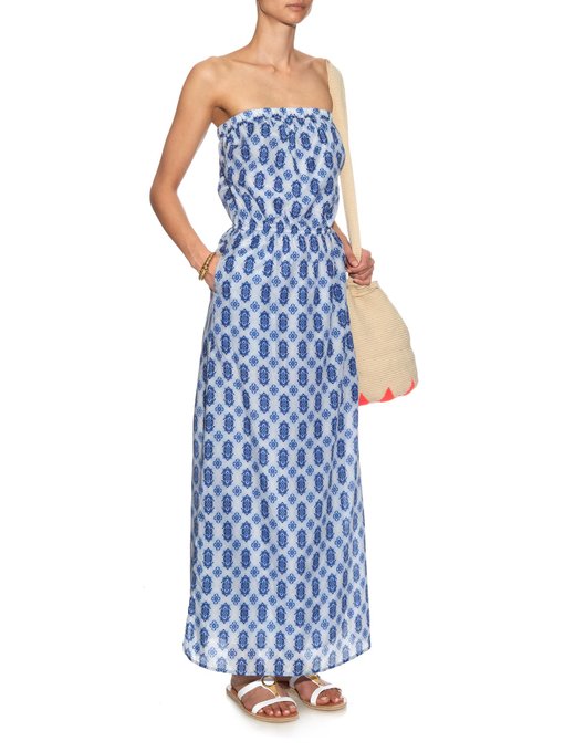 cotton strapless maxi dress