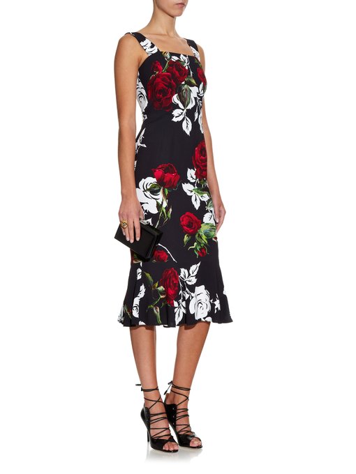 Fluted hem rose-print dress | Dolce & Gabbana | MATCHESFASHION US