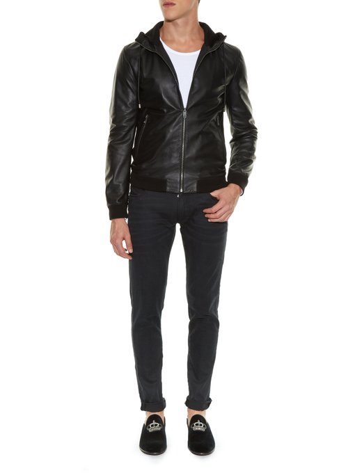 Hooded leather bomber jacket | Dolce & Gabbana | MATCHESFASHION UK