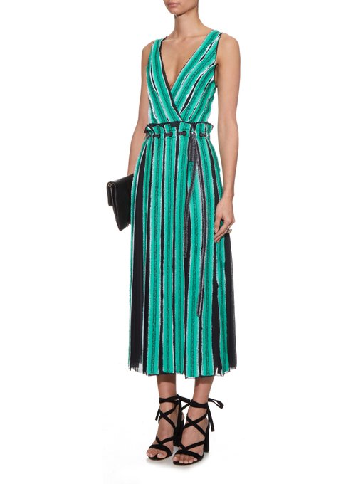 Tri-colour pleated wrap dress | Proenza Schouler | MATCHESFASHION US