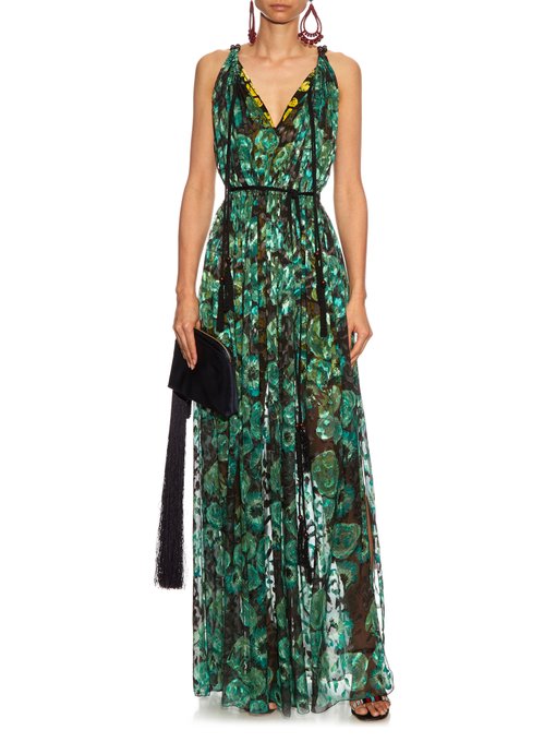 Silk-blend chiffon floral-devoré dress | Lanvin | MATCHESFASHION UK