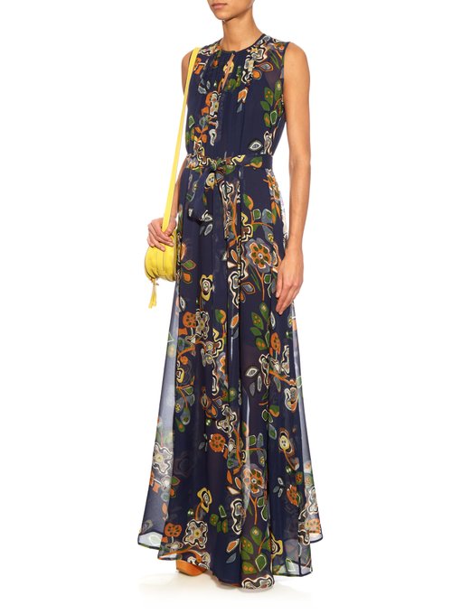 Abstract floral-print silk-georgette maxi dress | MSGM | MATCHESFASHION US