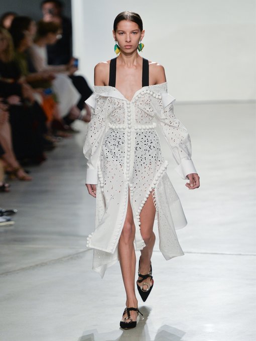 Off-the-shoulder broderie-anglaise dress | Proenza Schouler ...