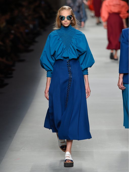 Laced-leather wool and silk-blend gazar skirt | Fendi | MATCHESFASHION UK