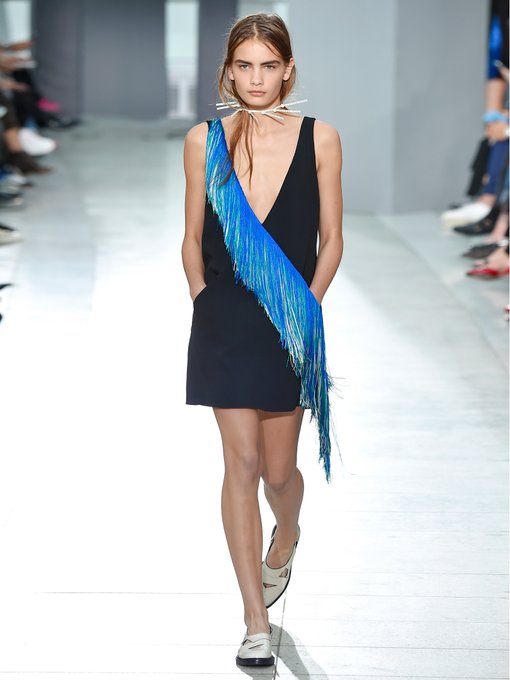 Fringed Deep V Cady Dress Christopher Kane Matchesfashion Uk 