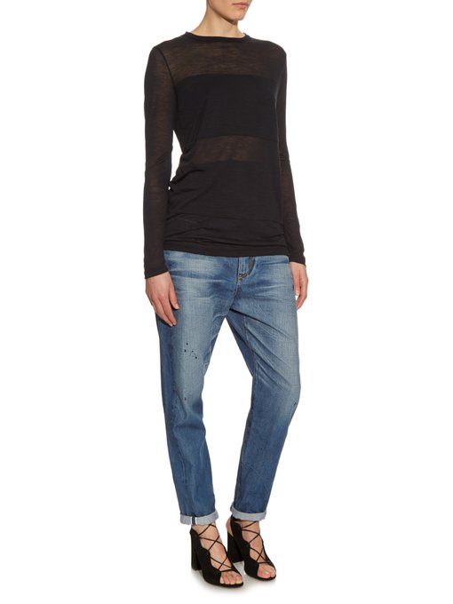 Sheer Panel Long Sleeved T Shirt Raey Matchesfashion Uk 