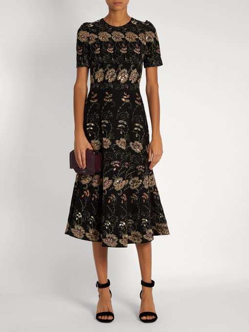 Floral-embroidered short-sleeved midi dress | Givenchy | MATCHESFASHION US