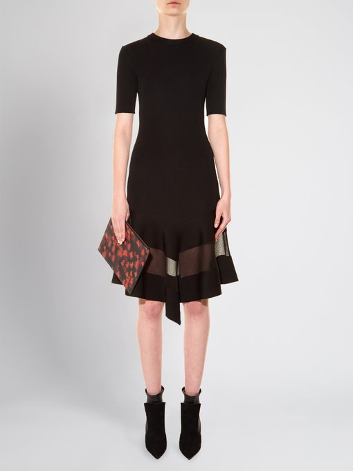 Short-sleeved sheer-panel ribbed dress | Givenchy | MATCHESFASHION US