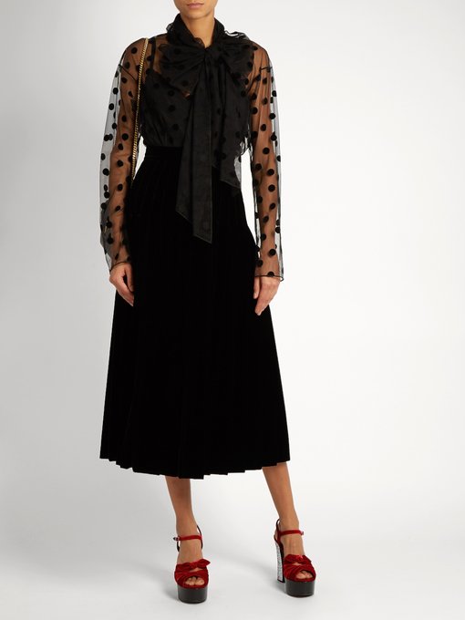 Pleated velvet midi skirt | Saint Laurent | MATCHESFASHION UK