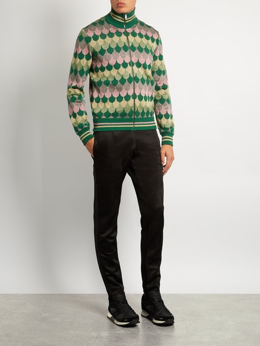 Zip-through roll-neck wave-jacquard sweater | Gucci | MATCHESFASHION UK