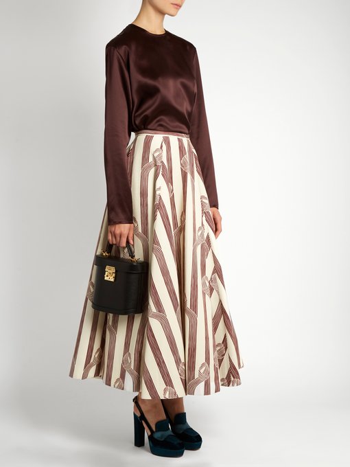 Eleanor linear-print midi skirt | Emilia Wickstead | MATCHESFASHION UK