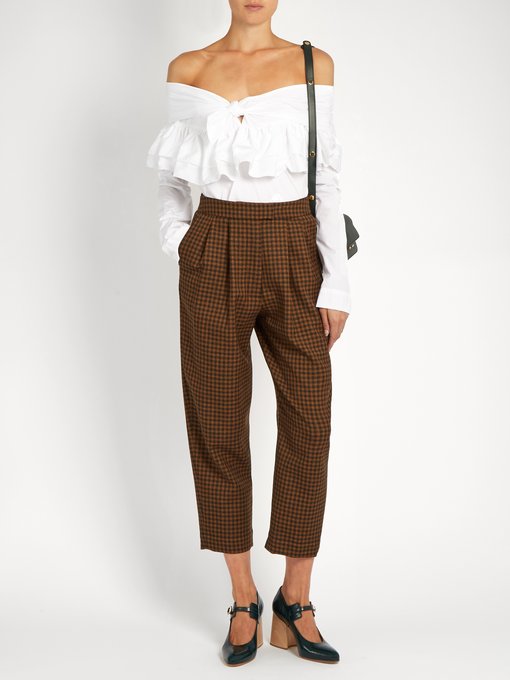 Checked wool cropped trousers | Isa Arfen | MATCHESFASHION US