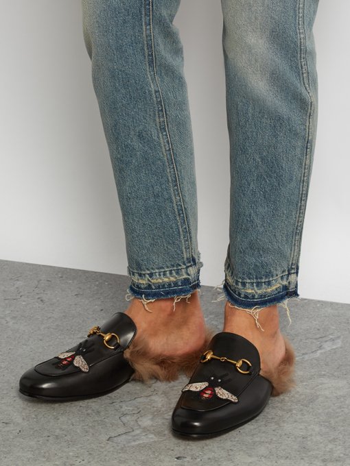 gucci princetown bee mules