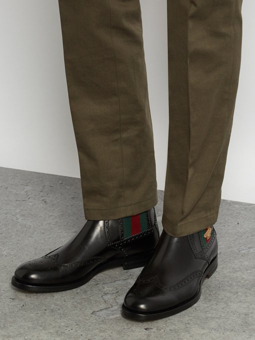 gucci stripe leather boot