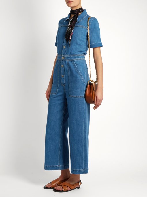 2 Stores In Stock: M.I.H JEANS Uta Wide-Leg Cropped Denim Jumpsuit ...