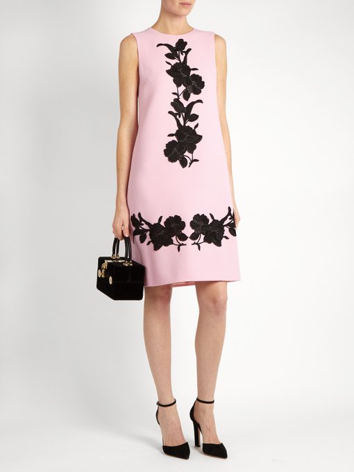 Floral-appliqué wool-crepe dress | Dolce & Gabbana | MATCHESFASHION UK