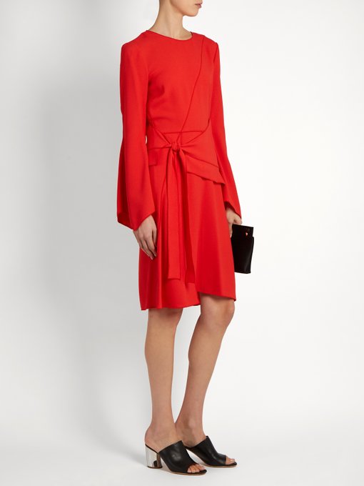 PROENZA SCHOULER ASYMMETRIC PANELLED CREPE DRESS, RED | ModeSens