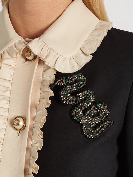 Snake crystal-embellished brooch | Gucci | MATCHESFASHION UK