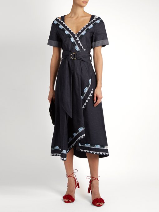 3 Stores In Stock: PETER PILOTTO V-Neck Cotton And Linen-Blend Dress ...