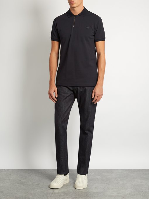 Logo-embroidered cotton-piqué polo shirt | Bottega Veneta ...