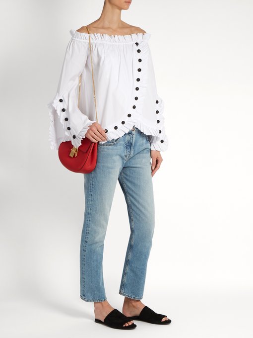 Dalia off-the-shoulder cotton blouse | Caroline Constas ...
