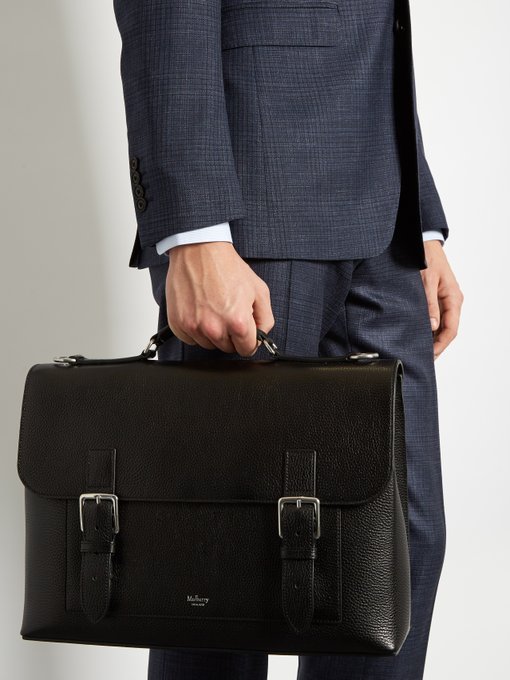 MULBERRY Chiltern Grained-Leather Briefcase, Colour: Black | ModeSens
