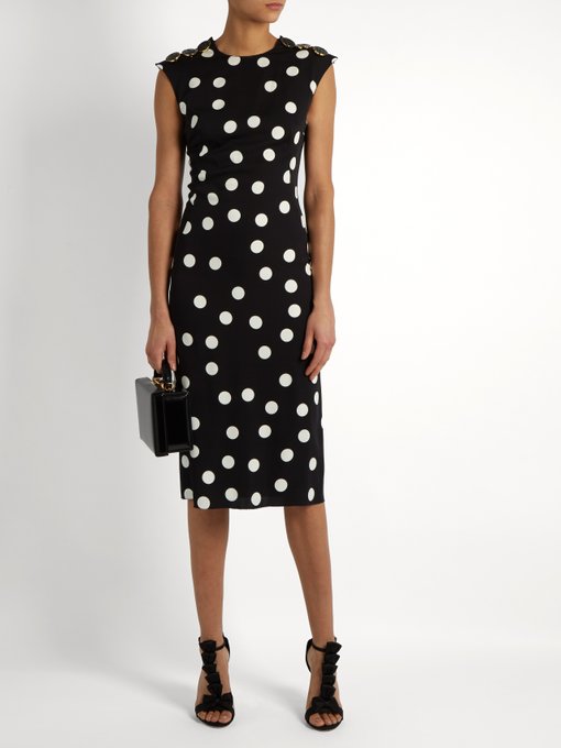 Polka-dot print silk-blend charmeuse dress | Dolce & Gabbana ...