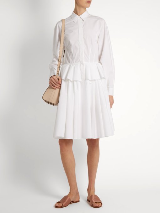 Point-collar fluted-peplum cotton dress | Givenchy | MATCHESFASHION UK
