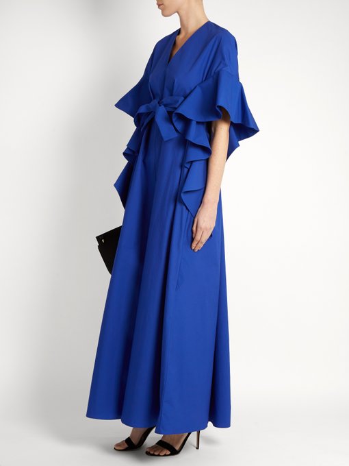 V-neck ruffled-edge cotton gown | Delpozo | MATCHESFASHION US