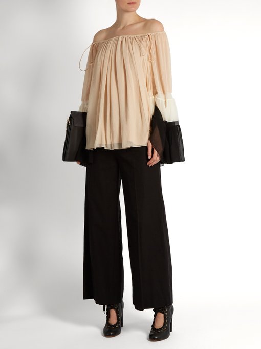 Off-the-shoulder silk-crepon blouse | Chloé | MATCHESFASHION US