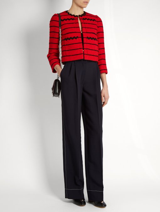 Striped cotton-blend tweed cropped jacket | Sonia Rykiel ...