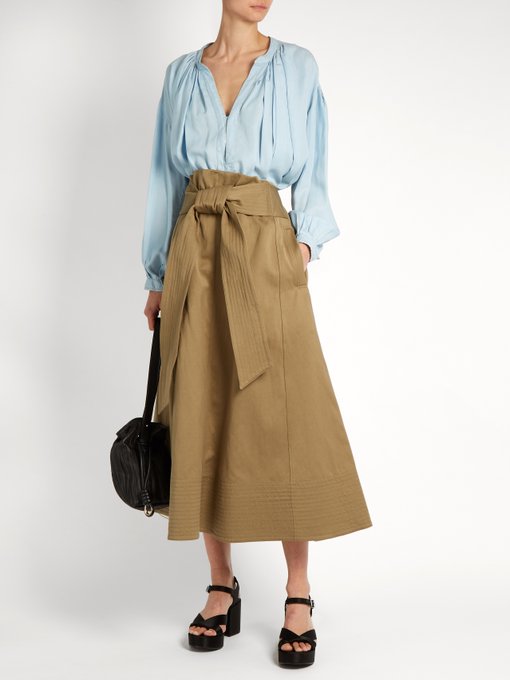 V-neck pleated chambray blouse | Sonia Rykiel | MATCHESFASHION UK
