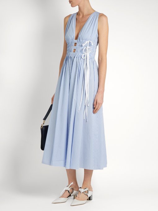 Stripe-print gathered cotton dress | No. 21 | MATCHESFASHION UK