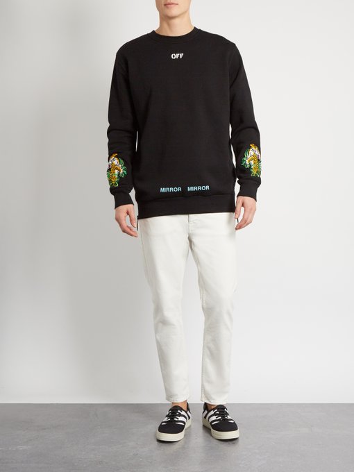 off white tiger embroidered sweatshirt