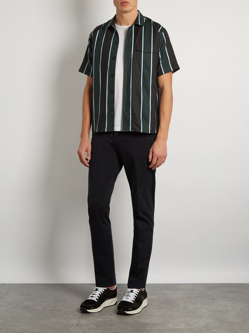 Short-sleeved striped cotton-blend shirt | AMI | MATCHESFASHION UK