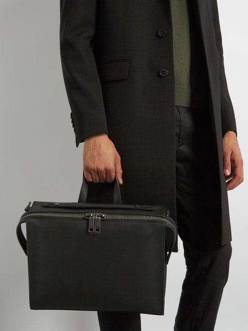 FENDI Logo-Embossed Leather Briefcase, Colour: Black | ModeSens