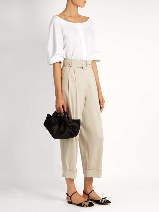Safari tapered-leg cropped linen-blend trousers | Isa Arfen ...