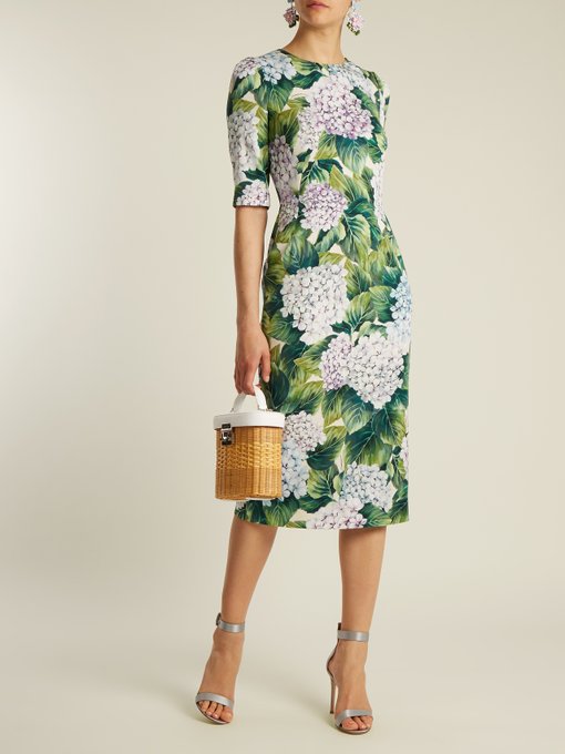 Hydrangea-print strech-silk charmeuse dress | Dolce & Gabbana ...