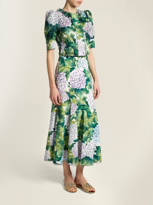Hydrangea-print silk-satin cropped jacket | Dolce & Gabbana ...