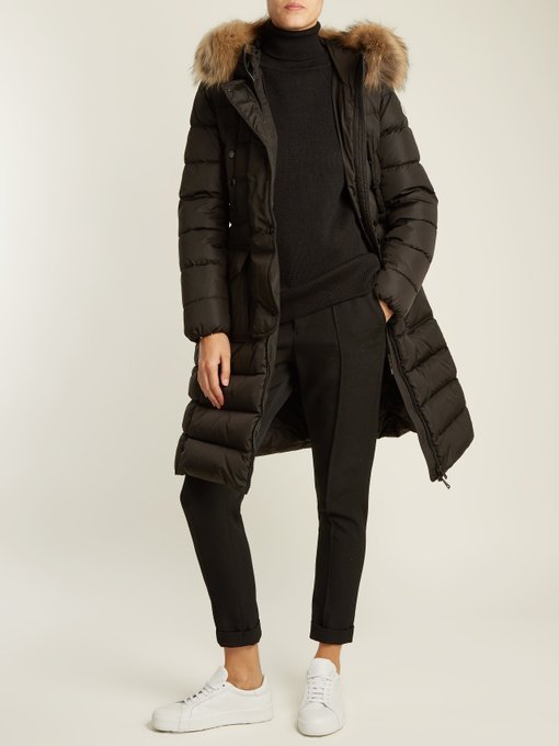 Khloe fur-trimmed quilted-down coat 