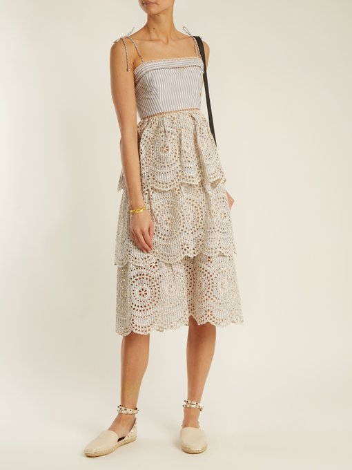 Meridian striped broderie-anglaise cotton dress | Zimmermann ...